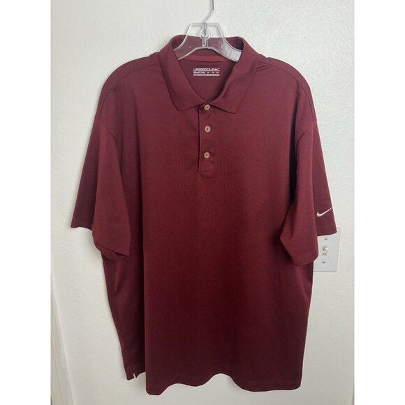 Nike Golf Mens Polo Shirt XL Solid Red Fit Dry Short Sleeve - Picture 4 of 13